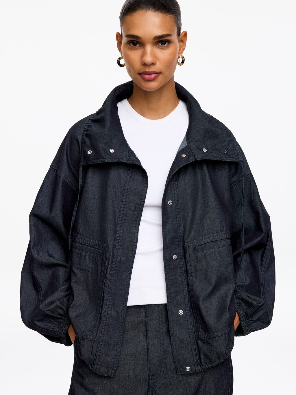 Denim Blouson Jacket - Blue - Image 4